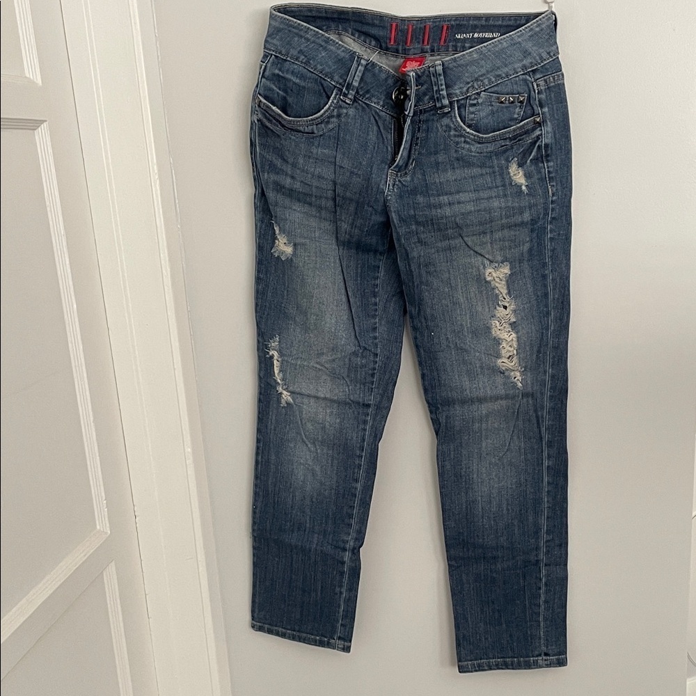 Elle Blue Distressed Ankle Jeans size 2